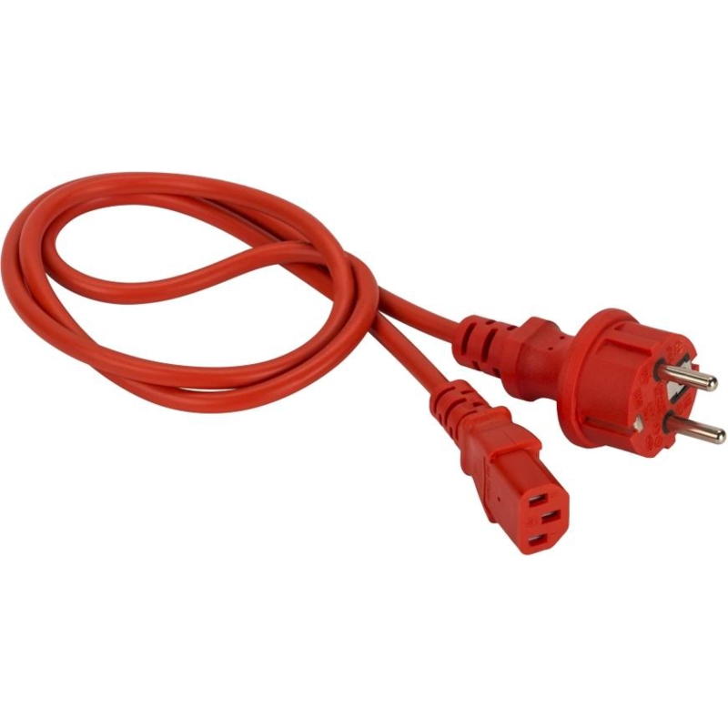 Шнур питания LANMASTER LAN-PP13/SH-10-RD, C13-Schuko, 3×0,75 мм², 10 м, 10 А