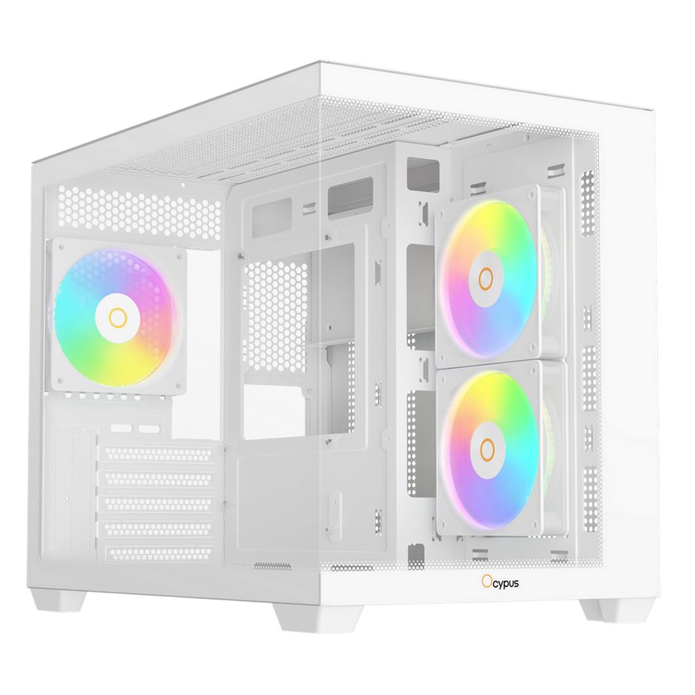 Корпус Ocypus Gamma-C54-WHD300XX-GL, ATX, Midi Tower, 3×120мм ARGB, без БП