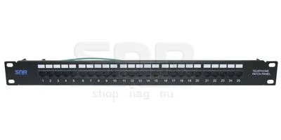 Патч-панель SNR SNR-C3-19-25, 19" 1U, 25×RJ-45 кат.3, черный
