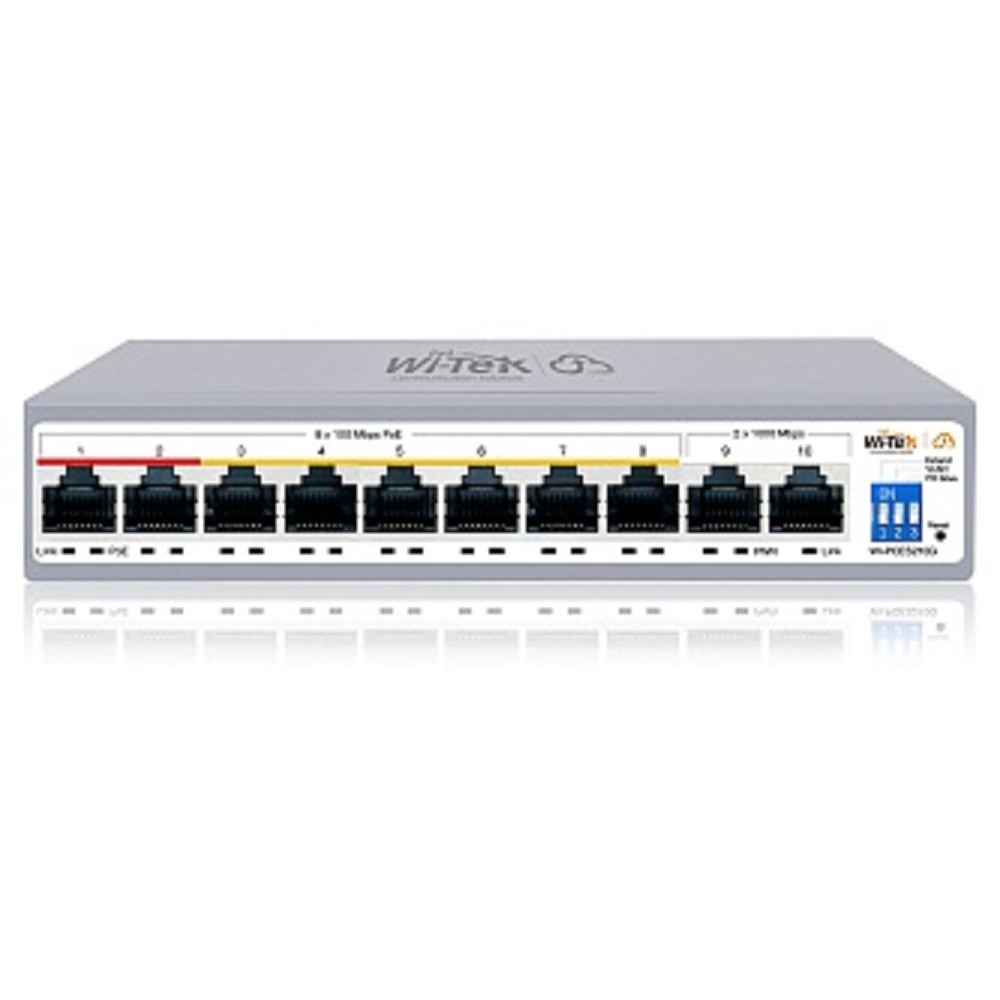 Коммутатор Wi-Tek WI-PCES210G, 8×FE PoE++ 100Вт, 2×GE