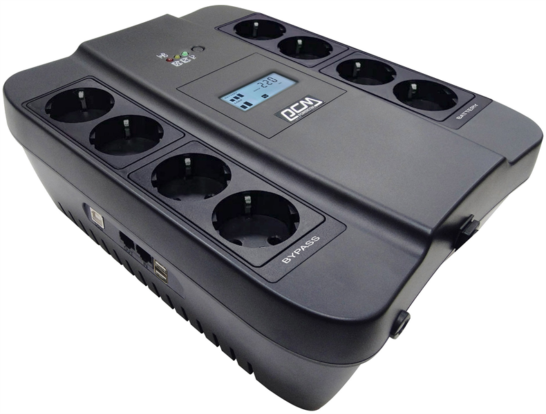 ИБП Powercom Back-UPS SPIDER SPD-750U LCD USB-NC2, Line-Interactive, 750VA/450W, 8×Schuko, USB