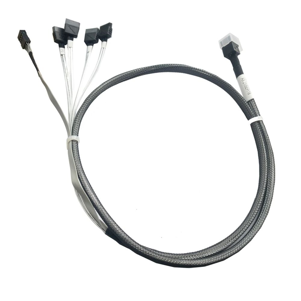 Кабель DiliVing DLHS36-0439, Mini-SAS HD (SFF-8643) → 4×SATA + SideBand, 0.75 м