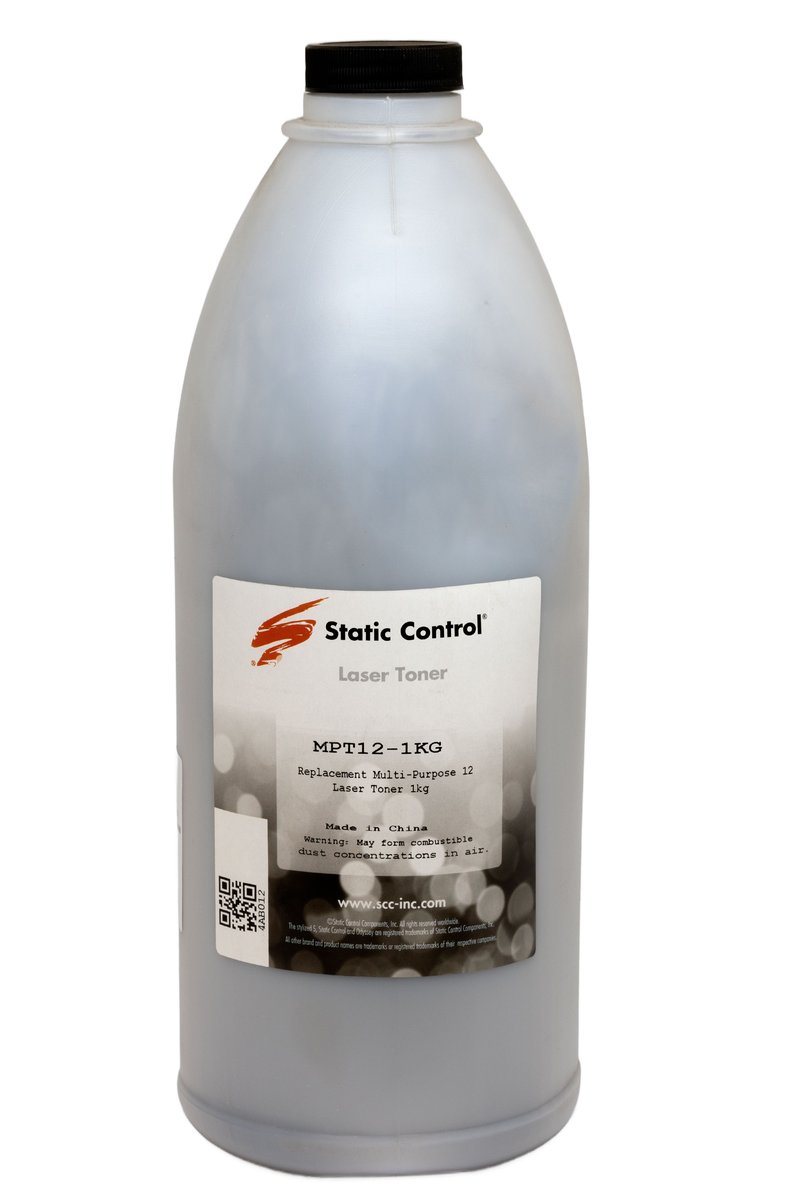 Тонер Static Control MPT12-1KG, черный, 1000 г, флакон