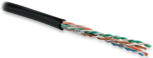Кабель Hyperline UUTP4-C5E-S24-OUT-PE-BK-500, U/UTP Cat5e, 4 пары, solid, внешний, PE, черный