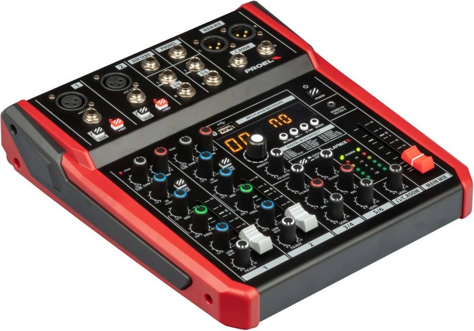 Микшерный пульт PROEL PLAYMIX6, 6 каналов, 24 бит/48 кГц DSP, Bluetooth, USB