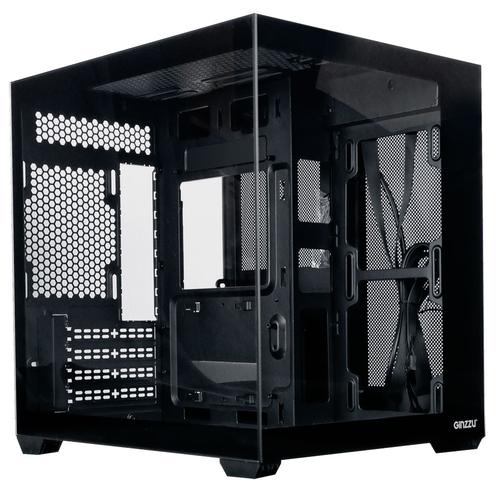 Корпус Ginzzu V310, mATX, закаленное стекло, USB 3.0 + USB 2.0, черный