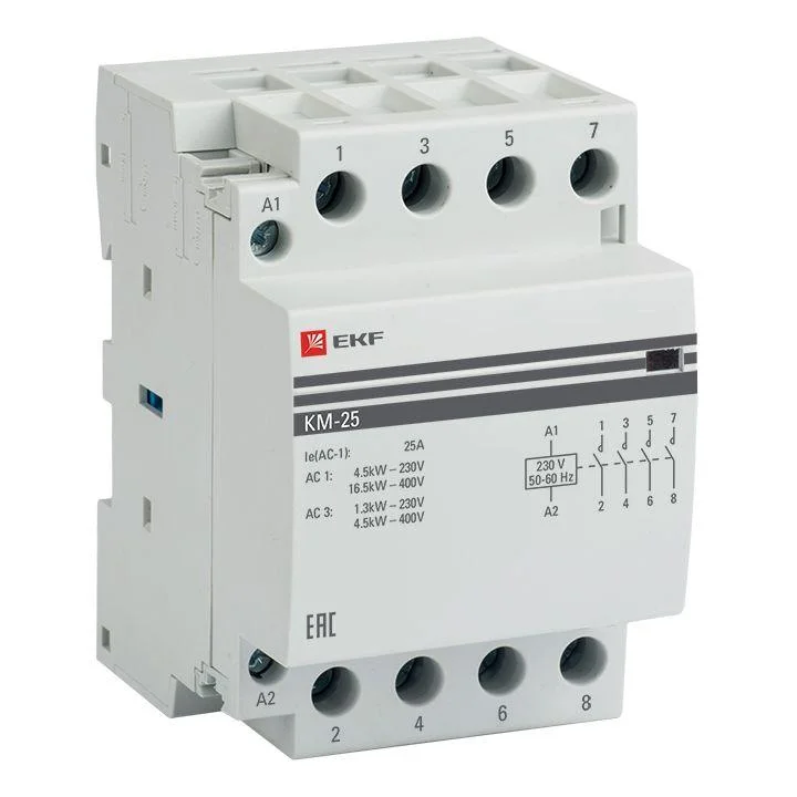 Контактор EKF km-3-25-40, 25А, 4NO, 230В, модульный