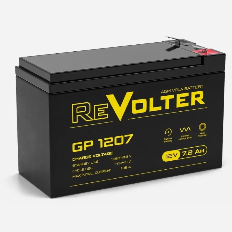 Аккумулятор Энергон REVOLTER GP 1207, 12 В, 8.2 А·ч, AGM, клеммы F2