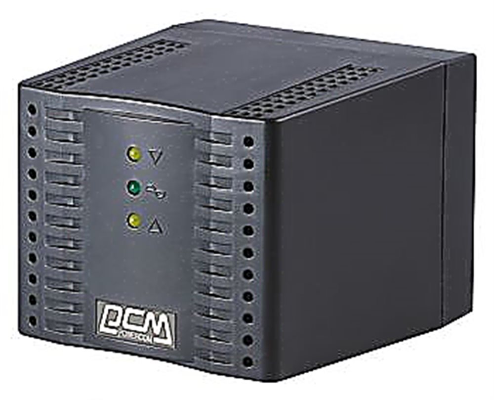 Стабилизатор напряжения PowerCom TCA-2000 Black, 2000 ВА / 1000 Вт, 4 розетки Schuko