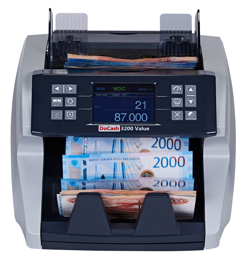 Счетчик банкнот DoCash 3200 Value, 1500 банкнот/мин, мультивалюта, 1 карман