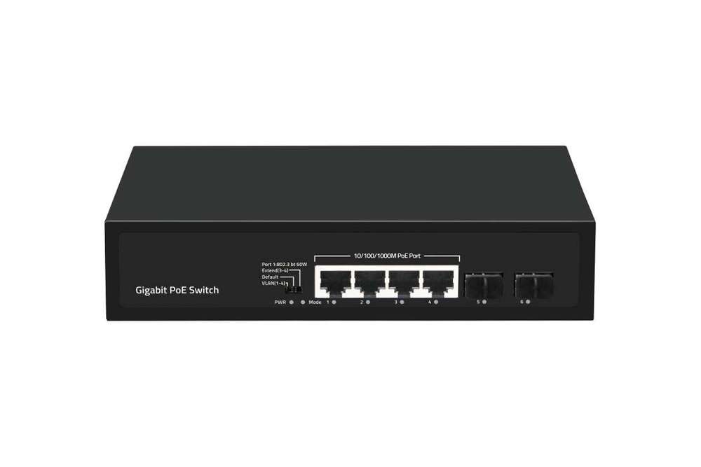 Коммутатор NIKOMAX GL-SW-G005-04P(BT), 4×PoE Gigabit, 1×SFP, 120 Вт PoE