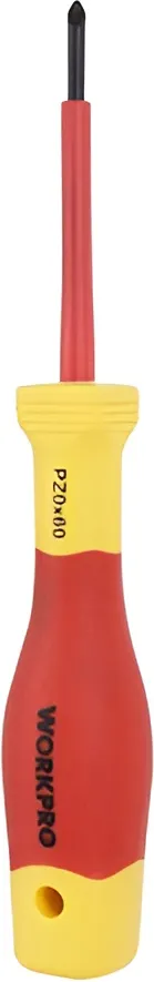 Отвертка WorkPro WP341019, VDE, PZ0×60мм, диэлектрическая