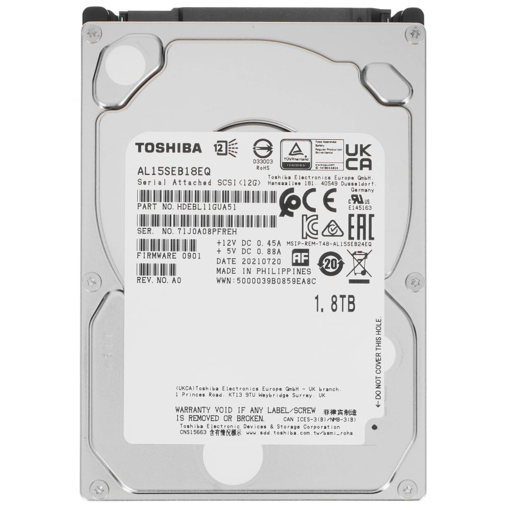 Жесткий диск Toshiba AL15SEB18EQ, 1.8ТБ, SAS 12Гб/с, 2.5", 10500RPM