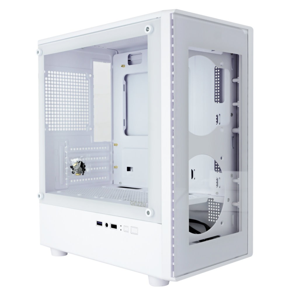 Корпус Ginzzu CL412, mATX, стеклянная передняя панель, белый