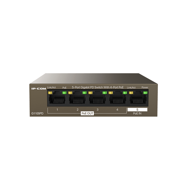 Коммутатор Tenda G1105PD, 5×1GbE, 4 порта PoE 802.3af, неуправляемый