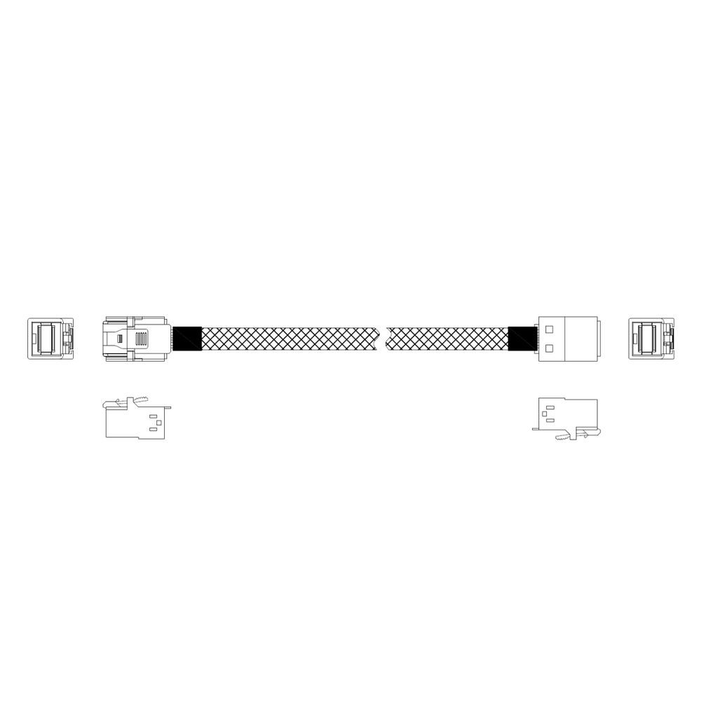 Кабель Miradeed MD-6715028, Mini-SAS HD SFF8643–SFF8643 + SideBand, SAS 3.0 12 Гбит/с, 0,8 м