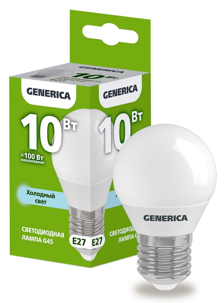 Лампа светодиодная IEK LL-G45-10-230-65-E27-G, G45 шар, 10Вт, 6500К, E27