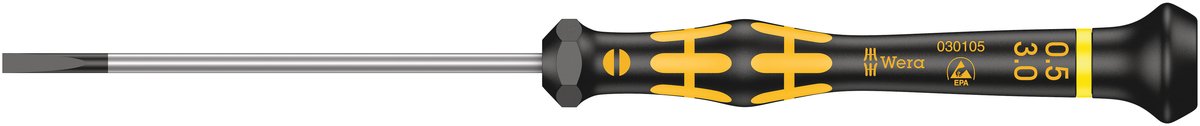 Отвертка шлицевая антистатическая для прецизионных работ 1578 A SL ESD Micro 0.50X3X80 мм для микроэлектроники