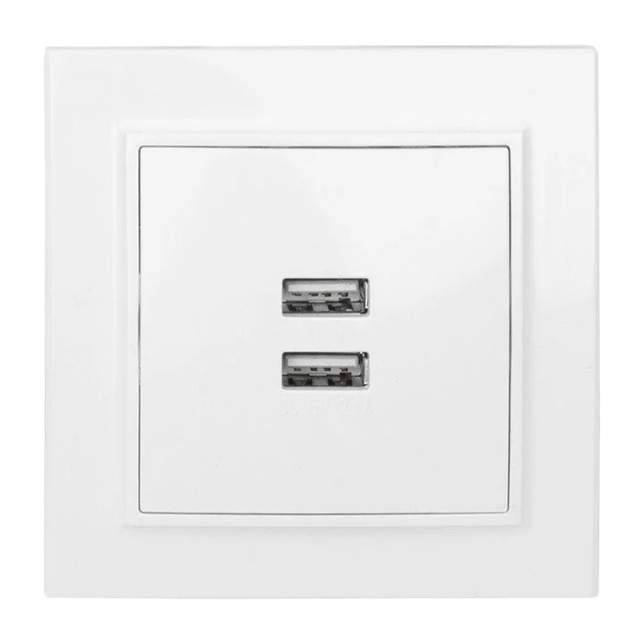 Розетка EKF ERR-2USB-100, 2×USB, 2,1А, белая