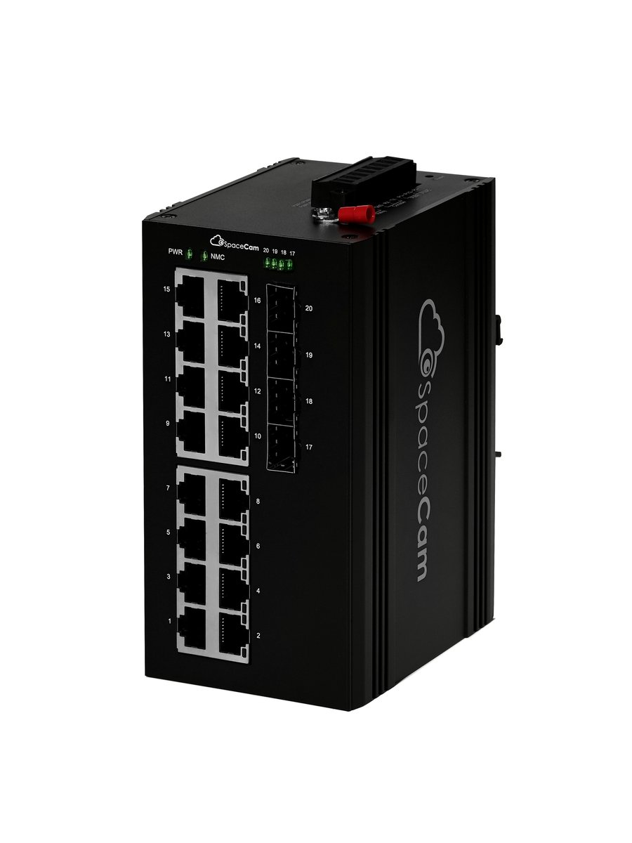 Коммутатор SpaceCam SC-I-L2-16GP-380-4G(A), промышленный L2, 16×1GbE PoE, 4×SFP, 380Вт