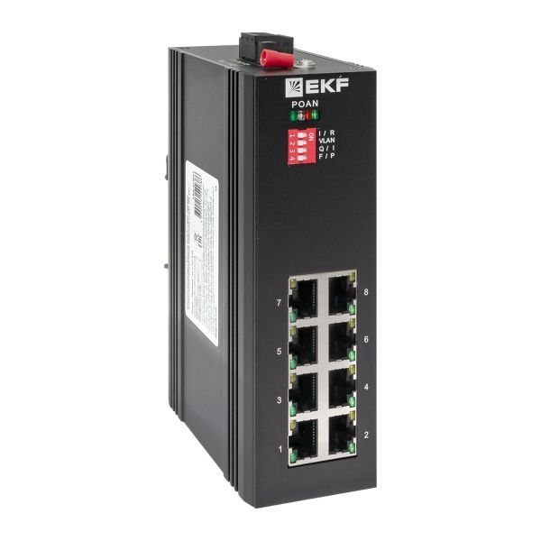 Коммутатор EKF TSX-U-8GTP, 8×1GbE PoE, неуправляемый