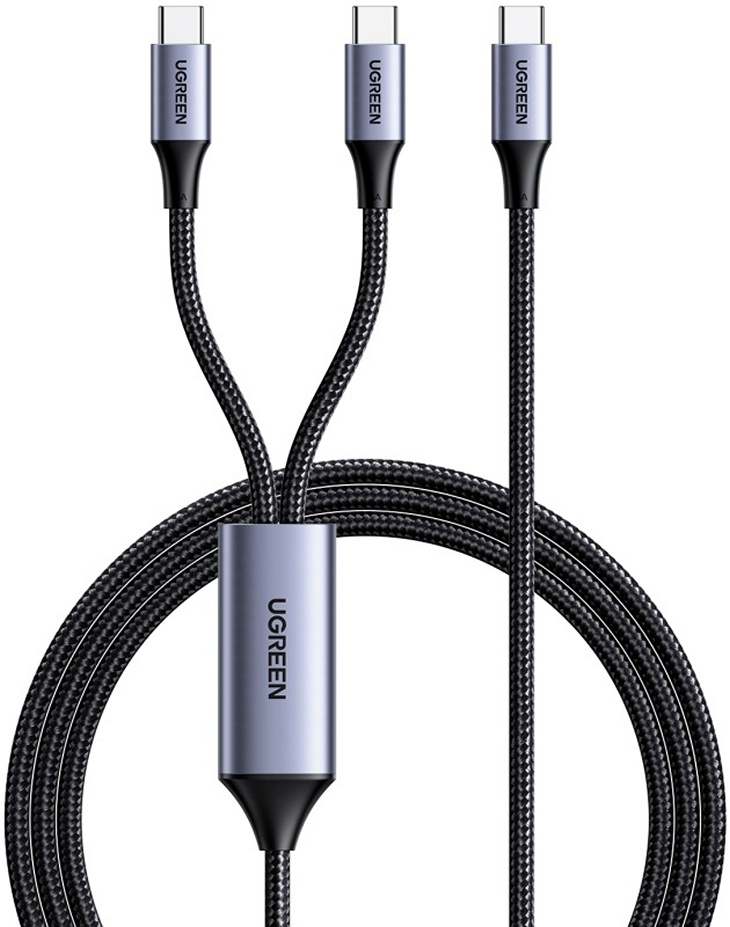 Кабель Ugreen US561 (35087) USB-C — 2×USB-C, USB 3.2 Gen 1, 1,5 м, чёрный
