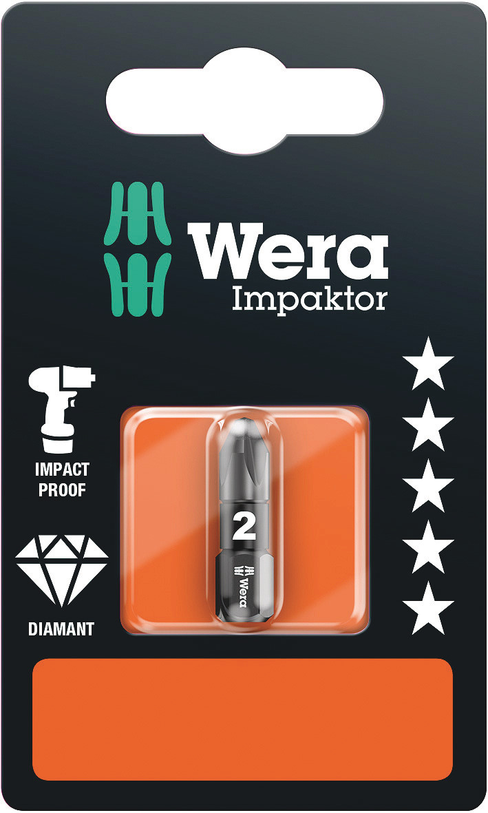 Бита ударная 855/1 IMP DC Impaktor PZ SB алмазное покрытие хвостовик 1/4 C 6.3 PZ 2X25 мм с держателем-еврослот