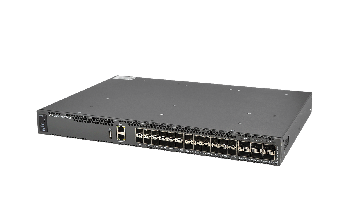 Коммутатор ELTEX MES5300-24, L3, 24×SFP+, 6×40/100GbE
