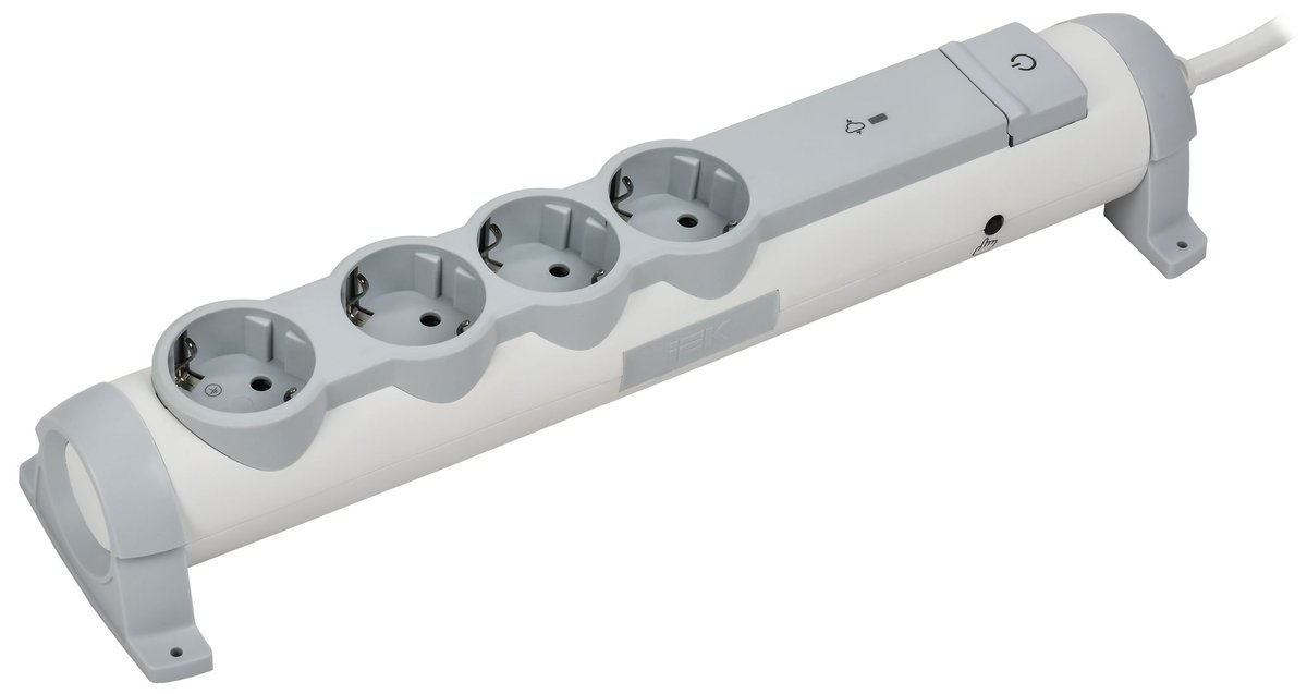 Фильтр сетевой IEK COMFORT СФ-04К, 4 розетки, 16 А, 3 м, 3×1,5 мм², белый