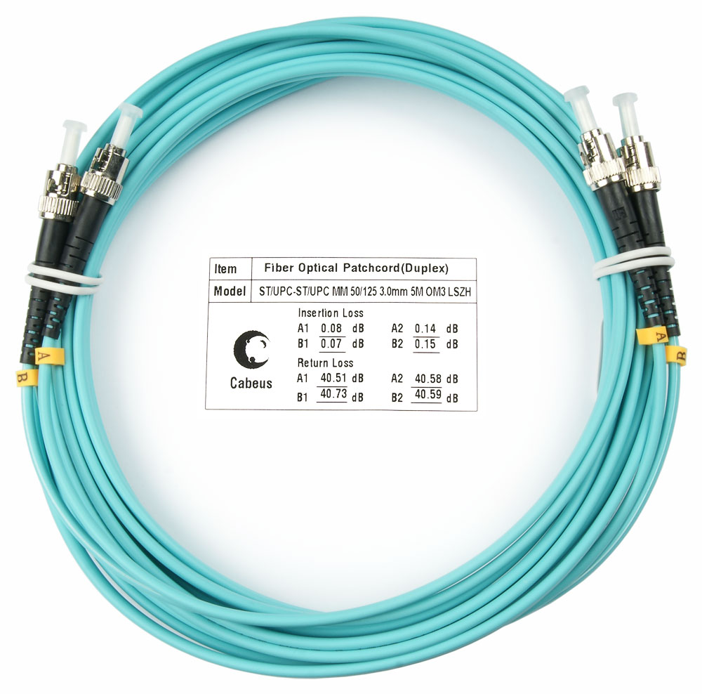 Патч-корд оптический Cabeus FOP-50-ST-ST-10m, многомодовый, ST/UPC-ST/UPC, 10 м
