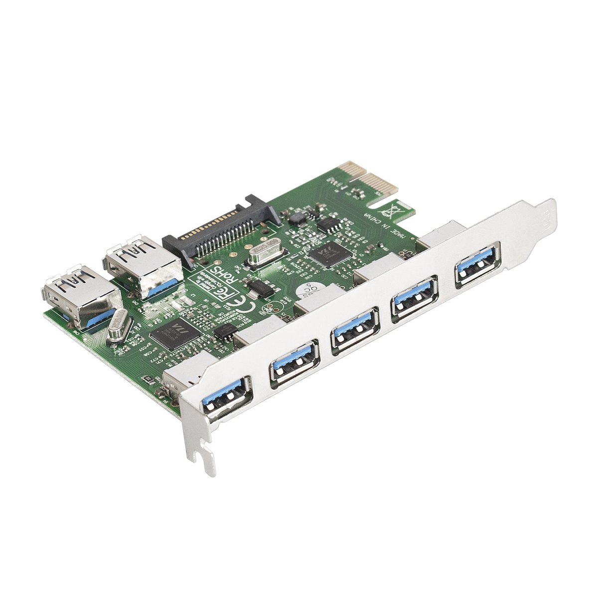 Контроллер ExeGate EXE-317, PCI-E x1 2.0, 5×USB 3.0 внеш. + 2×USB 3.0 внутр.