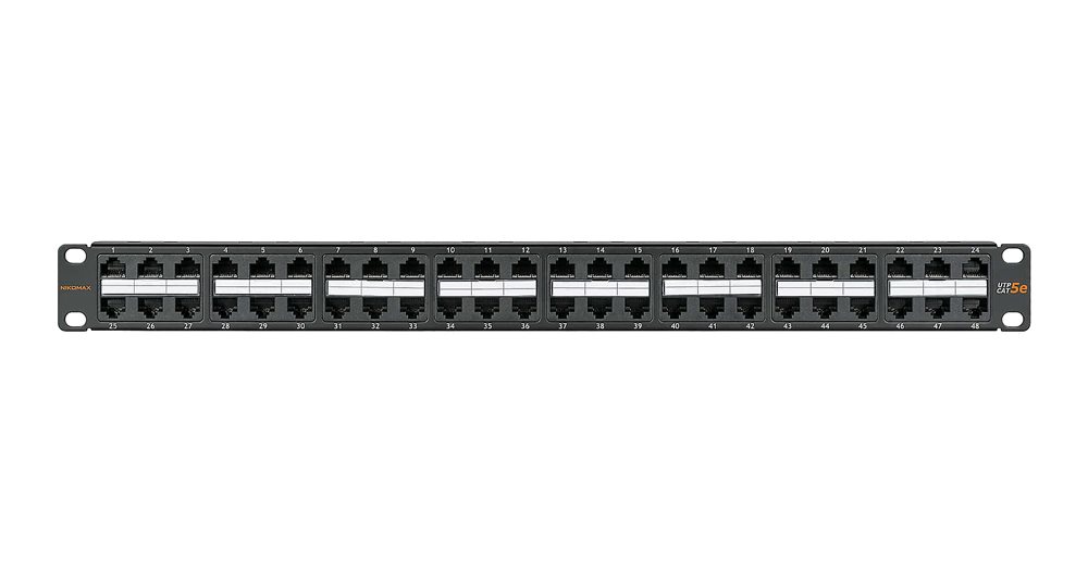 Патч-панель Nikomax NMC-RP48UD2-1U-BK, 19", 1U, 48xRJ45, кат.5e, черная