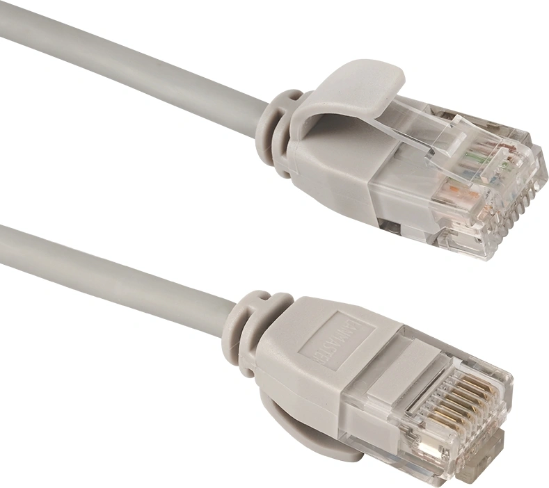 Патч-корд LANMASTER LAN-PC45/28-U6A-1.5-GY, UTP кат.6A, 28AWG, 1.5 м, LSZH, серый