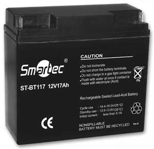 Аккумулятор Smartec ST-BT117, 12В, 17Ач, 180x77x168мм