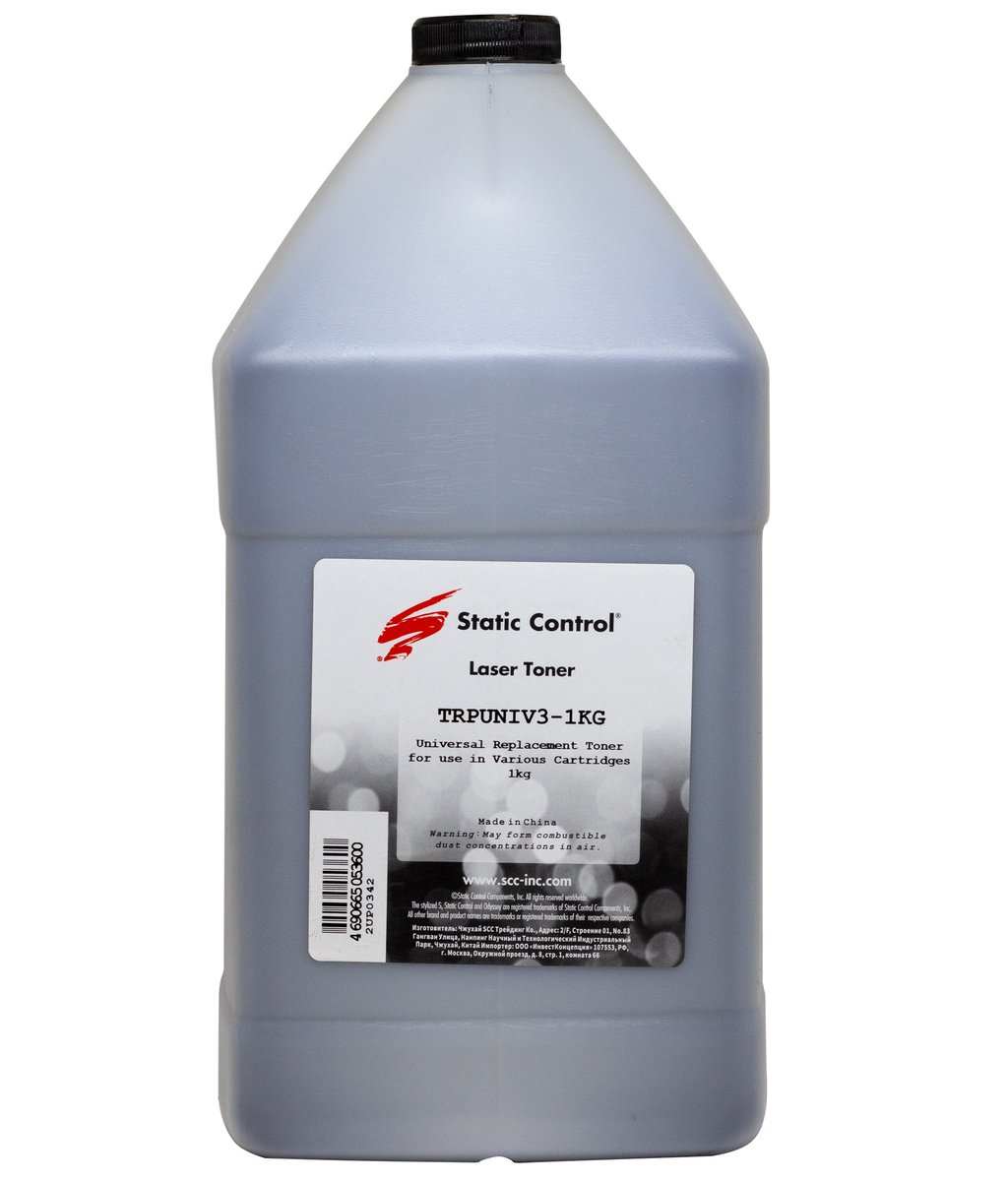 Тонер Static Control TRPUNIV3-1KG, черный, 1 кг, для Pantum