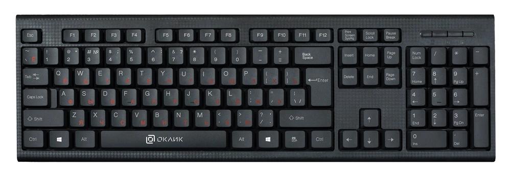 Клавиатура OKLICK 120M, USB, 104 клавиши, чёрная