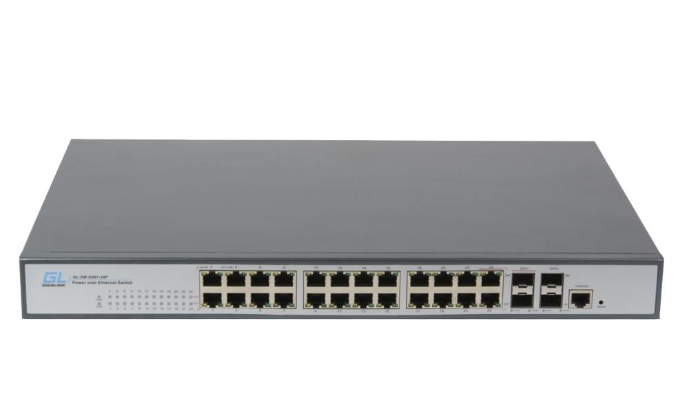 Коммутатор NIKOMAX GL-SW-G204-24P, 24×PoE GbE, 4×SFP, управляемый, 400 Вт