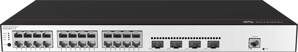 Коммутатор Huawei S5735-L24P4S-A-V2, 24×1GbE, 4×SFP, PoE+