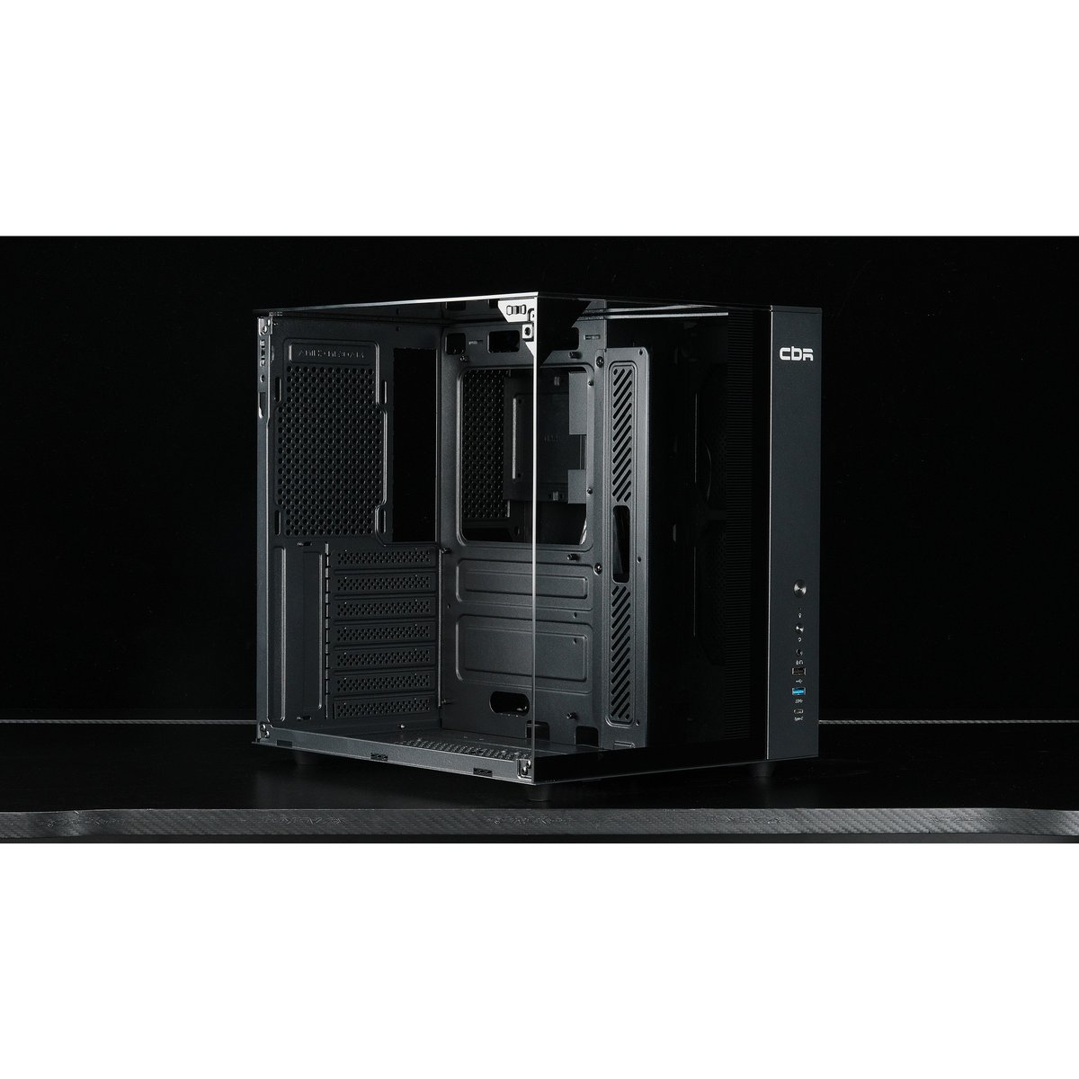 Корпус CBR PCC-ATX-X800BK-WPSU, ATX Cube, без БП, USB Type-C, чёрный