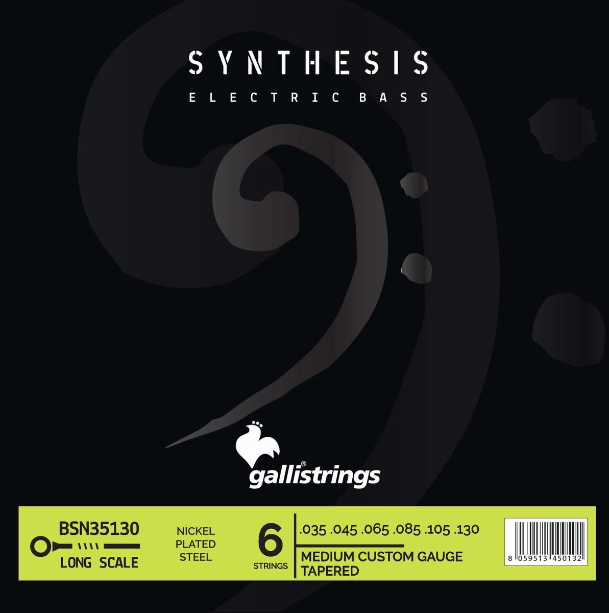 Комплект струн GALLI STRINGS BSN35130, 6-струнная бас-гитара, 35-130