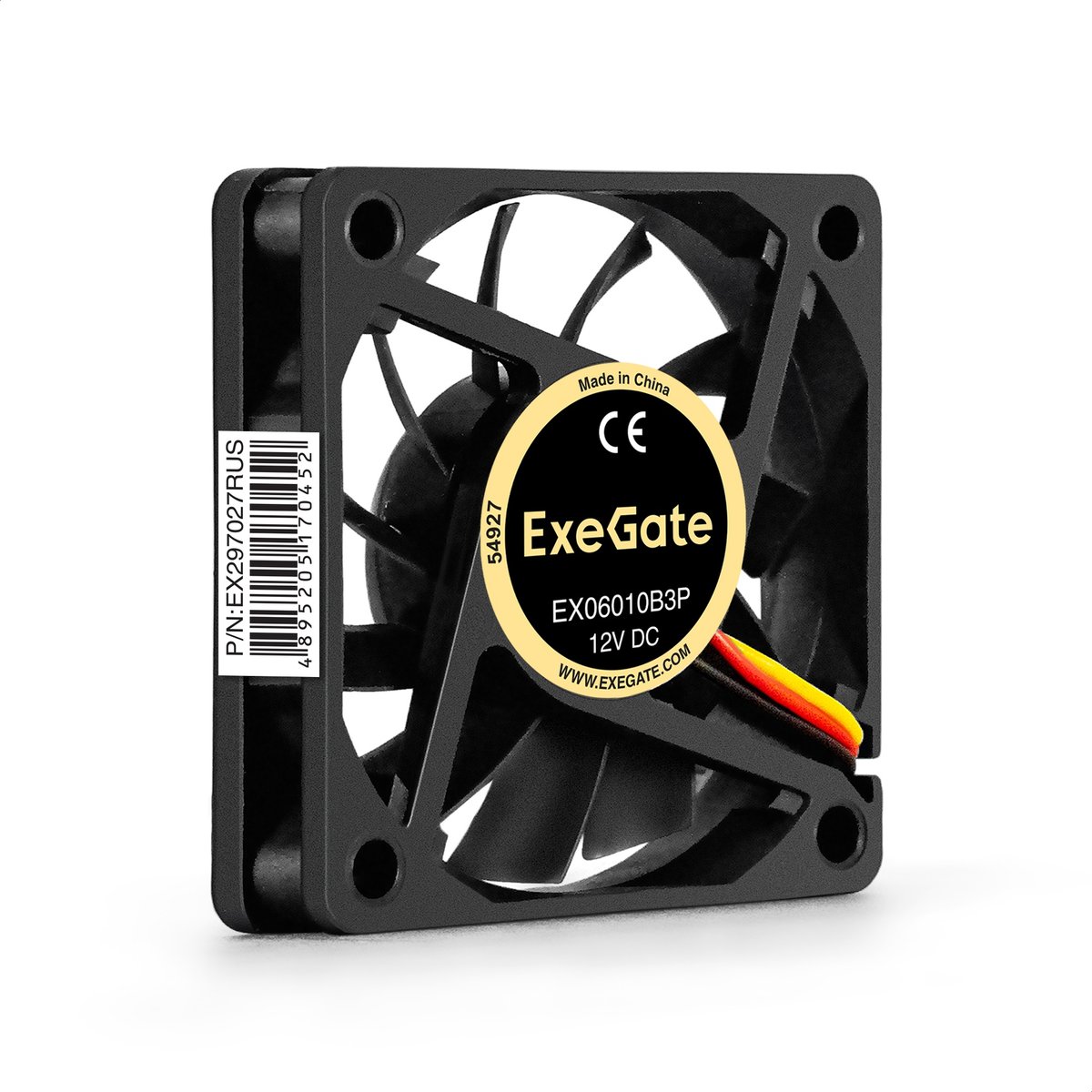 Exegate EX297027RUS Вентилятор 12В DC ExeGate EX06010B3P (60x60x10 мм, 2-Ball (двойной шарикоподшипник), 3pin, 2000RPM, 16dBA)