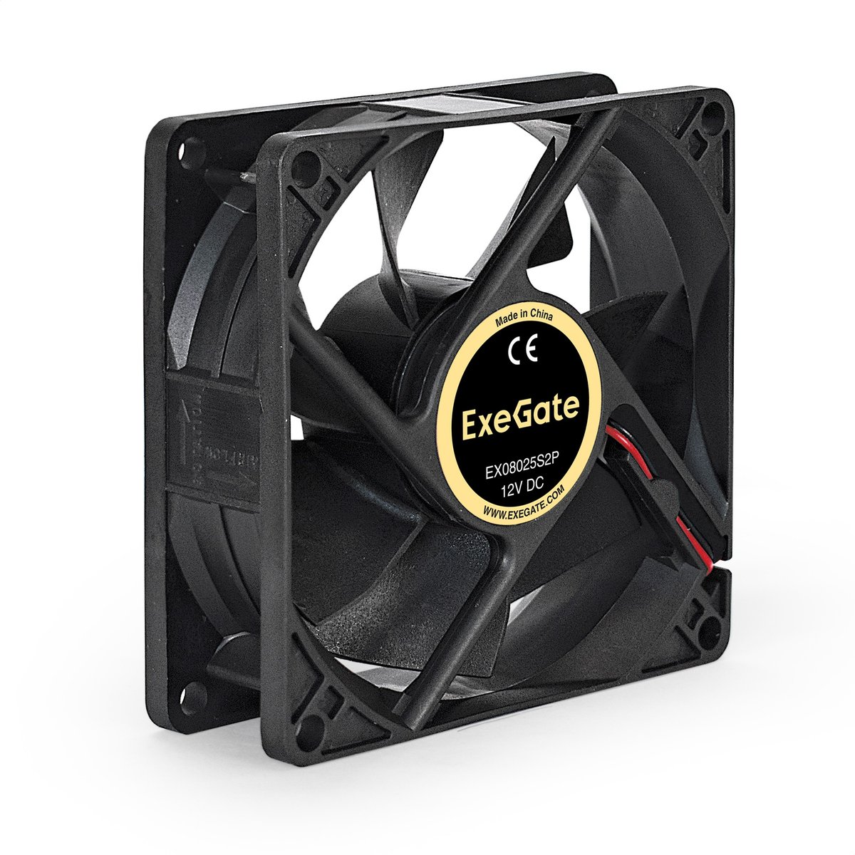 Вентилятор ExeGate EX08025S2P, 80×80×25 мм, 12 В, 2-pin, 2200 об/мин