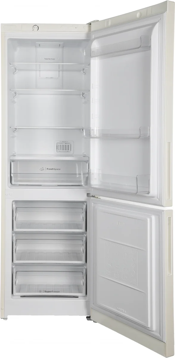 Холодильник Indesit ITR 4180 E, двухкамерный, 220/78 л, морозилка снизу, бежевый