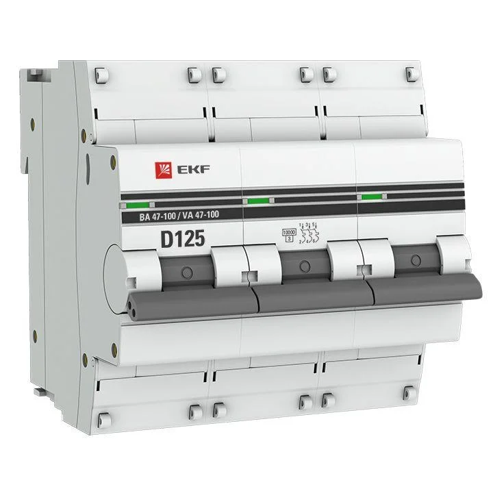 Автоматический выключатель EKF ВА 47-100 PROxima mcb47100-3-125D-pro, 3P, 125 А, D, 10 кА