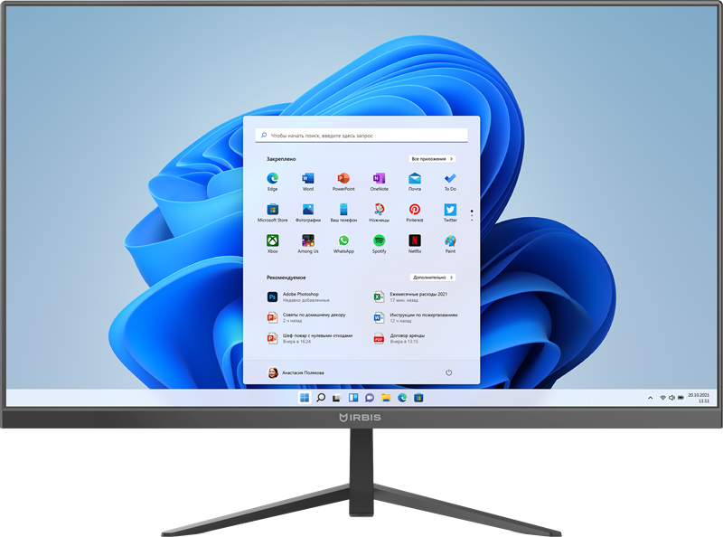 Моноблок IRBIS MB2385-NNC-005, 23.8" Full HD IPS, Intel Core i5-1135G7, 16 ГБ DDR4, 512 ГБ SSD