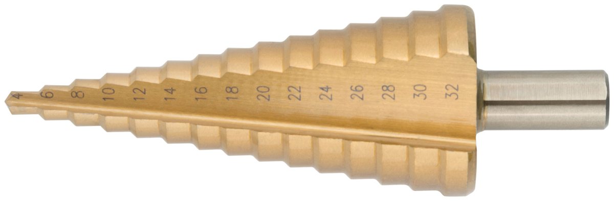 Сверло ступенчатое Fit 36384М, HSS, 15 ступеней, 4–32 мм