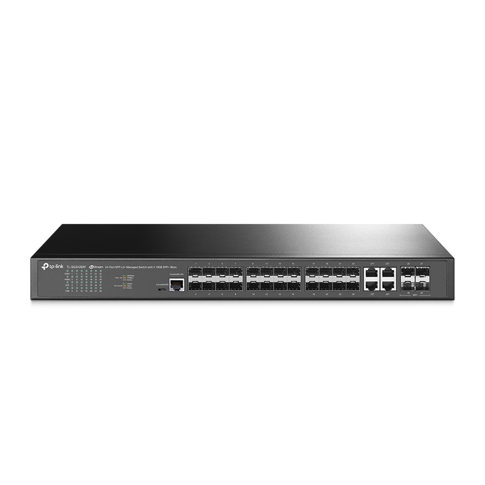 Управляемый коммутатор JetStream уровня 2+ с 20 гигабитными портами SFP, 4 портами SFP+ и 4 комбинированными портами SFP/RJ45 TP-Link TL-SG3428XF