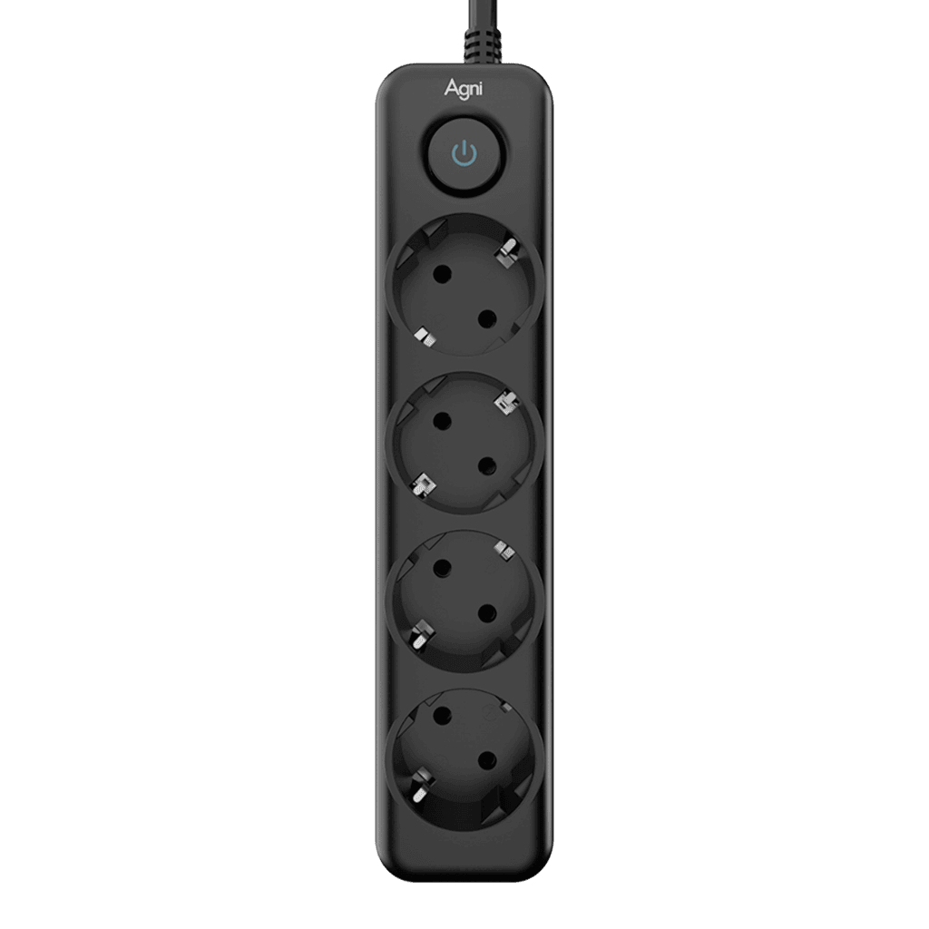 Сетевой фильтр AGNI TP-FD4E-2m-black, 4 розетки Schuko, 16 А, 4000 Вт, 2 м
