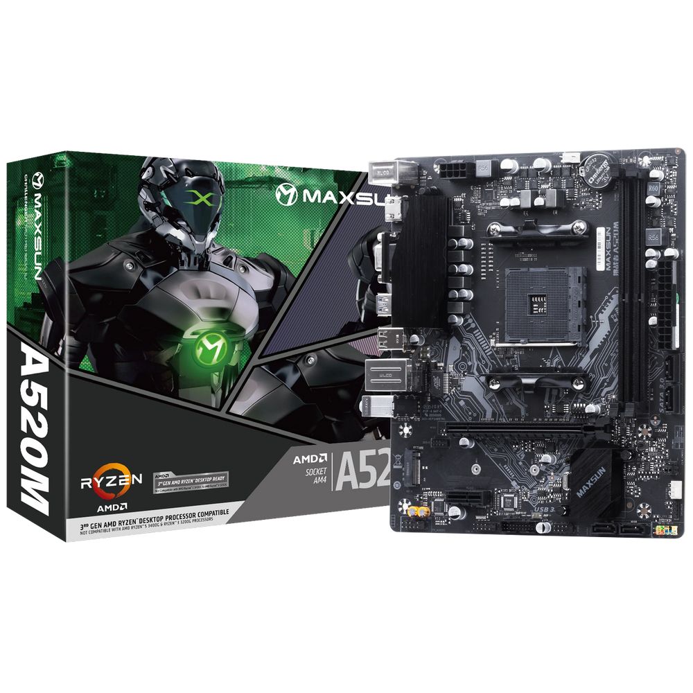 Материнская плата Maxsun MS-Challenger A520M, AM4, A520, 2×DDR4, microATX