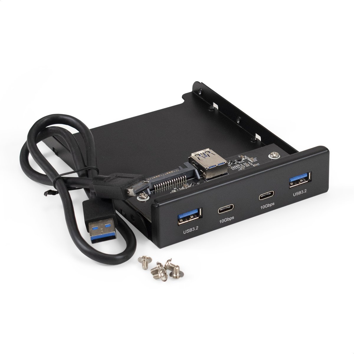 Планка USB ExeGate U3H-622 (EX297553RUS), 3,5", 2×Type-A + 2×Type-C, USB 3.2 Gen2 10 Гбит/с